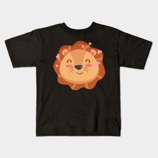 Cute Lion Cartoon Animals Character Design Kids T-Shirt